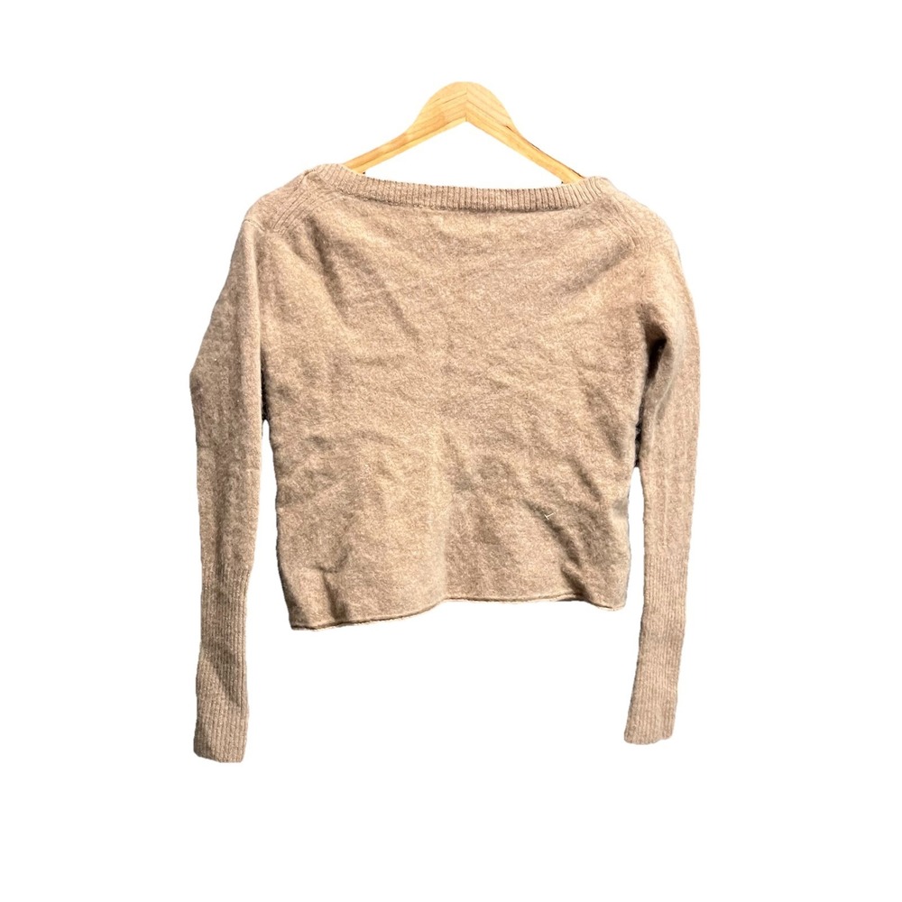 Naadam Beige 100% Cashmere Long Sleeve Women's Cropped Sweater Size Medium - Picture 2 of 4